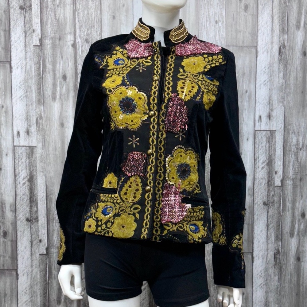 Desigual Appliqué Velvet Blazer sz S (38)